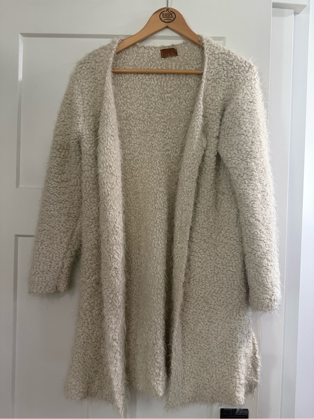 POL Open-Front Cream Bouclé Cardigan